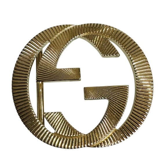 GUCCI GG TEXTURED GOLD BELT BUCKEL ONLY - Picture 1 of 6